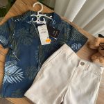 Boys’ Navy Shirt & Beige Shorts Set – 3–4 Years 💙🤎
