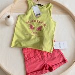 Girls’ Lemon T-Shirt & Fuchsia Shorts Set – 3–4 Years 💛💗